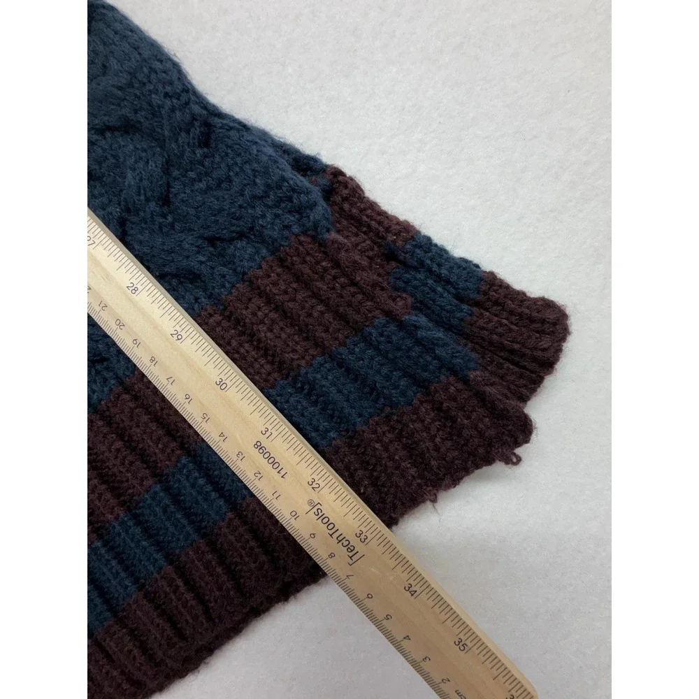 William Rast Navy Blue Burgundy 3D Cable Knit Scarf One Size Chunky